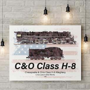 C&O Klass H-8 Allegheny Lokomotiv - Amerikansk fla Poster