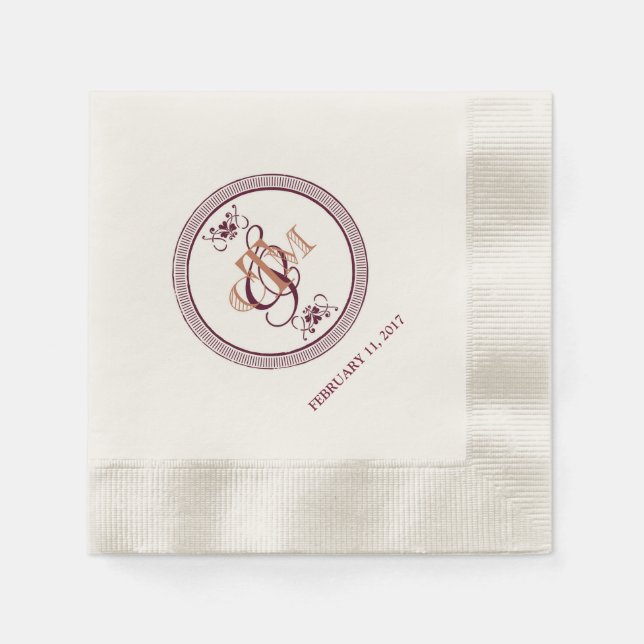 C och M engrammade cocktailblöjor Pappersservett (Framsidan)