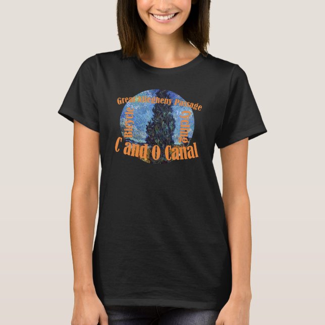 C och O Canal Bicycling Underbar Allegheny Passage T Shirt (Framsida)