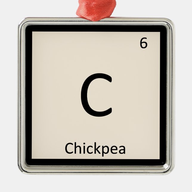 C - Periodisk Bord-symbol för kemi - Chickpea-symb Julgransprydnad Metall (Framsidan)