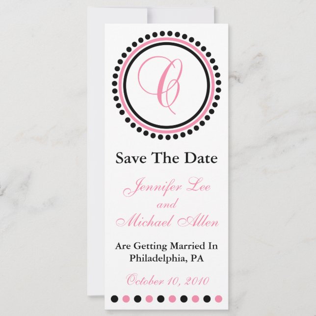 C Punkt Cirkel Monogram Save The Date (Rosa / Svar Spara Datumet (Framsida)
