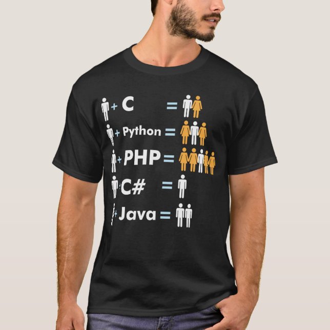 C Python Php Java Programmer Coding T Shirt (Framsida)