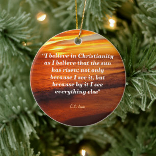C. S. Lewis citat om kristendomen Julgransprydnad Keramik