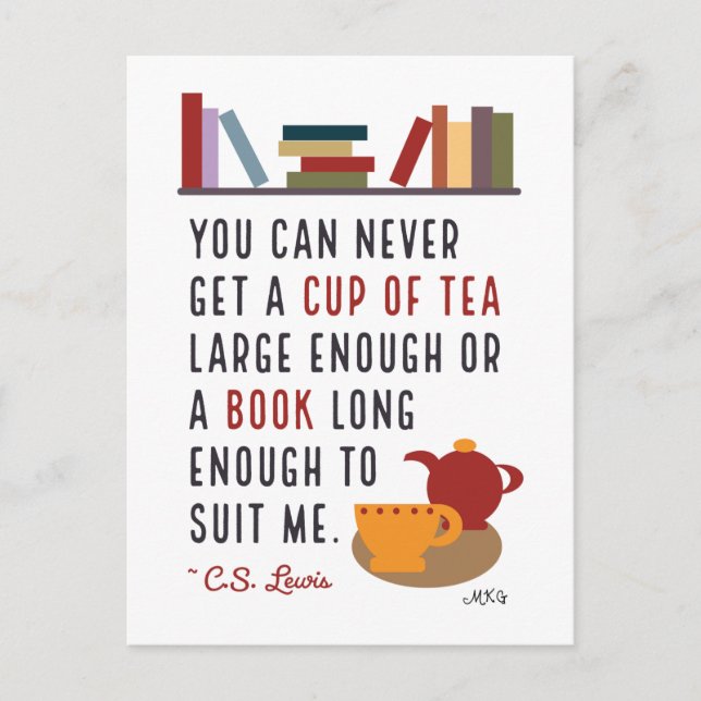 C.S. Lewis Tea och Bokar Literary Bookmask Vykort (Framsida)