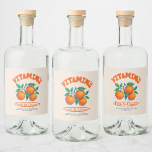 C-vitamin Apelsin Frukt Vintage Spritflaskor Etikett