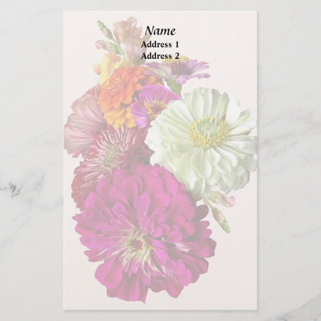 c_ZinniaMixedColorsZinnia Bouquet Mixed Bröllop Pr Brevpapper (Framsida)