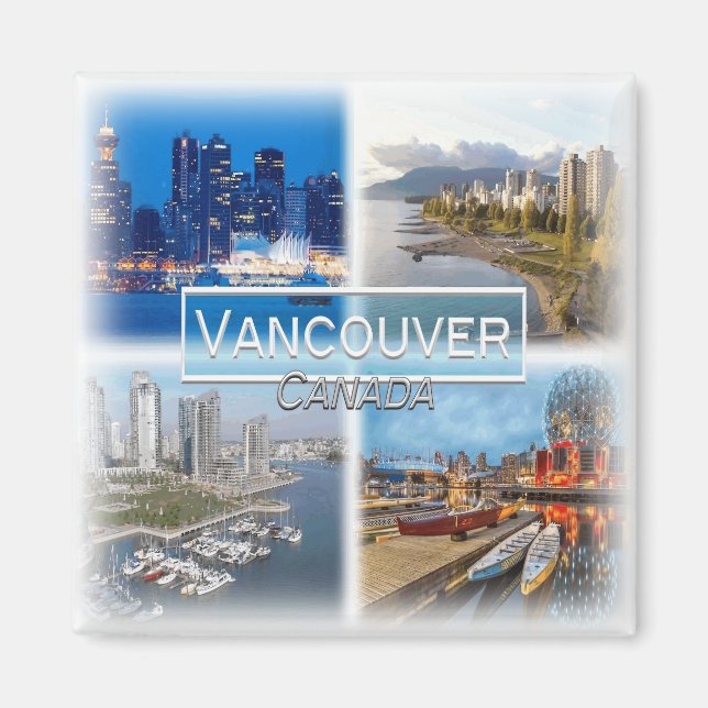 CA0032 Amerika, Kanada, Vancouver, Skyline Fridge Magnet (Framsidan)