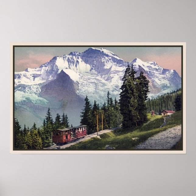 ca 1900 Jungfrau Mountain Muerren Railroad Poster (Framsidan)