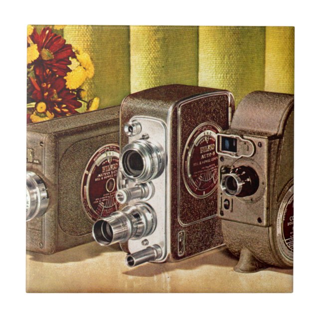 ca 1950 hemmabio kameror annons kakelplatta (Framsidan)