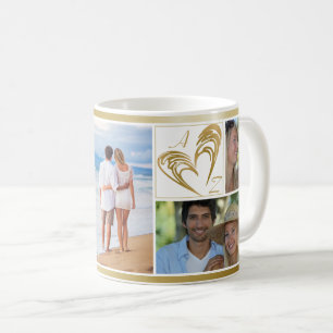 Ca 6 Photo Collage I KÄRLEK DU Heart Initialer Kaffemugg