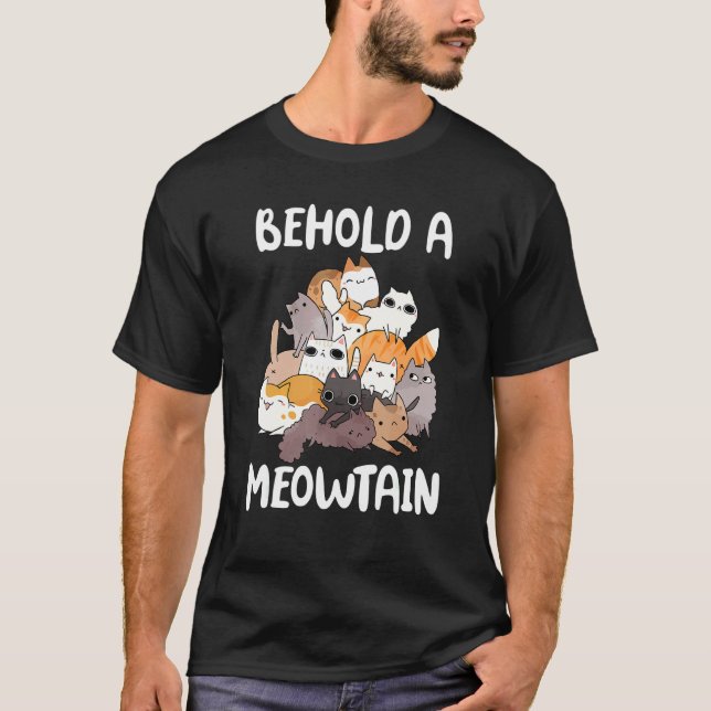 Ca Behold A Meowtain Katt Berg T Shirt (Framsida)