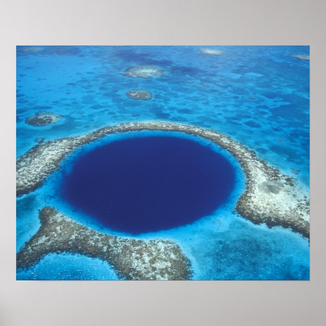 CA, Belize. Aervy över Blue Hål (diameter) Poster (Framsidan)