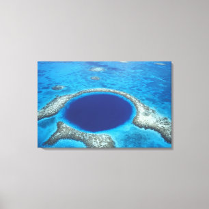 CA, Belize. Flygbild av Blue Hole (diameter Canvastryck