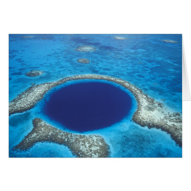 CA, Belize. Flygbild av Blue Hole (diameter Hälsningskort (Framsidan Horizontal)