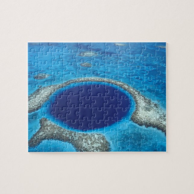 CA, Belize. Flygbild av Blue Hole (diameter Pussel (Horisontell)