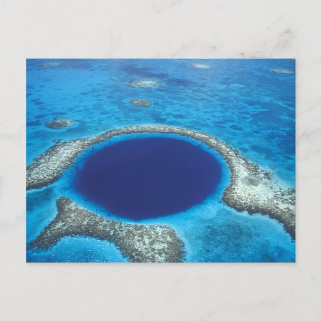 CA, Belize. Flygbild av Blue Hole (diameter Vykort (Framsida)
