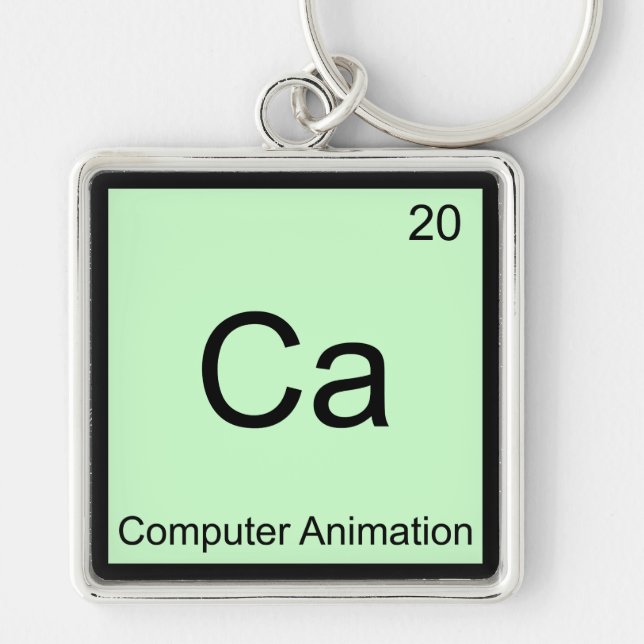 Ca - Datoranimation Rolig kemi Element T Fyrkantig Silverfärgad Nyckelring (Framsidan)