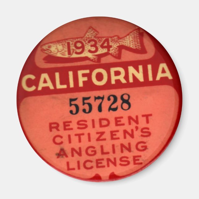 CA Fishing Lic 1934 Magnet (Framsidan)