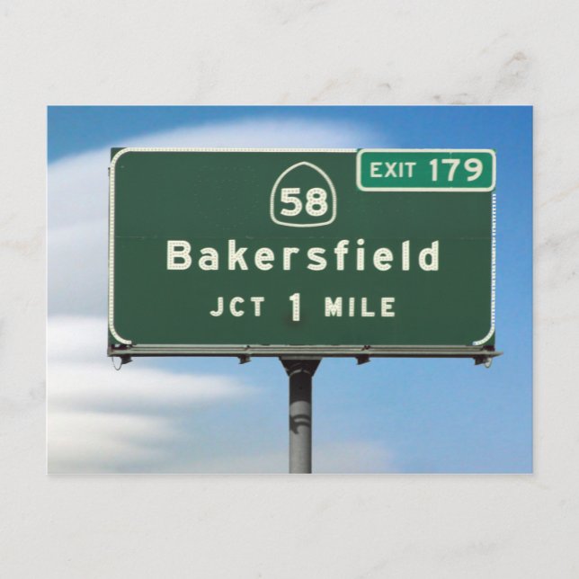 CA Highway 58 Bakersfield Junction Vykort (Framsida)