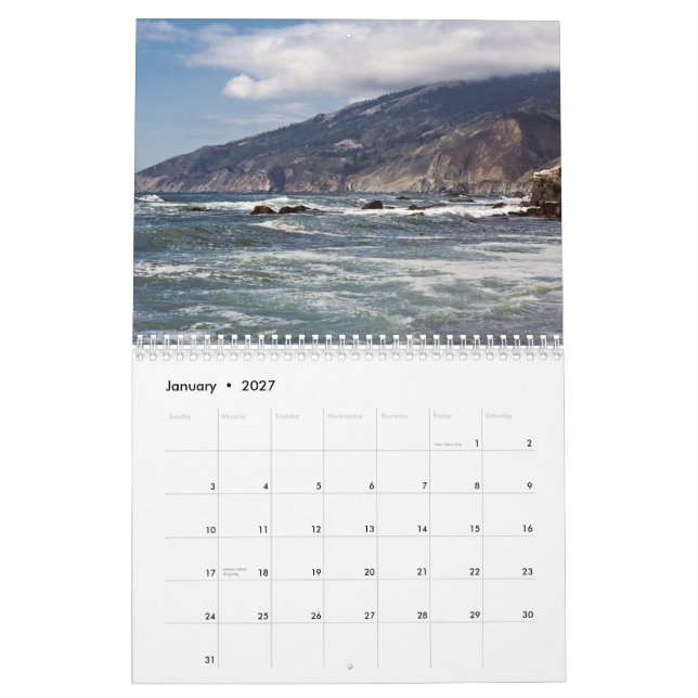 CA Hwy 1 kalender (Jan 2027)