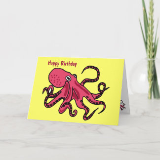 CA- Octopus Birthday Tecknad Birthday Card Kort