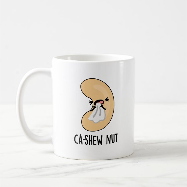 Ca-shew Funny Snying Cashew Nöt Pun Kaffemugg (Vänster)