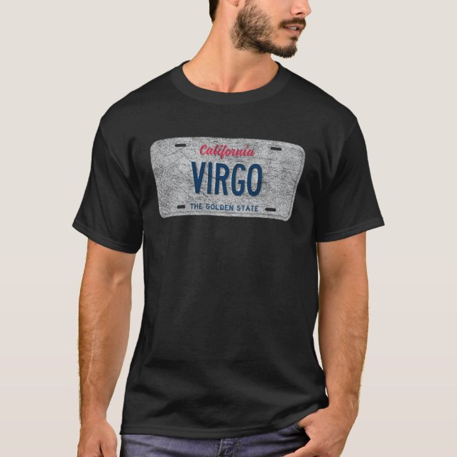 CA State Personlig Registreringsskylt VIRGO T Shirt (Framsida)
