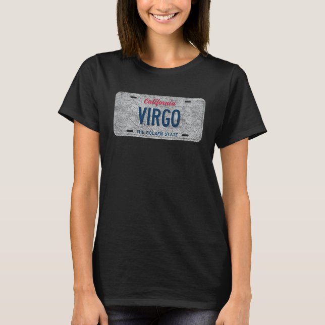 CA State Vanity License Plate VIRGO T Shirt (Framsida)