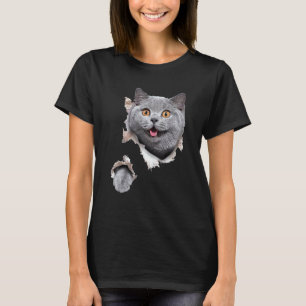 Ca Svart Katt Katt Rivet Tyg Kattunge T Shirt