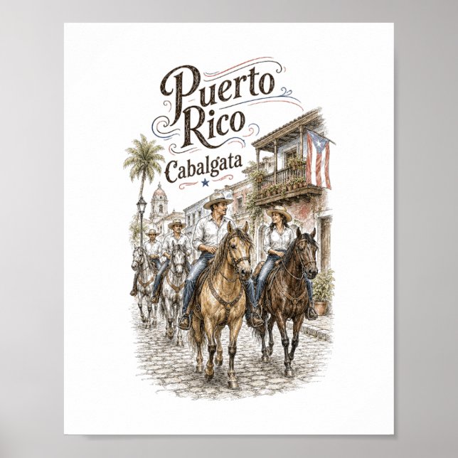 Cabalgata Puerto Rico Ridning 8x10 Poster (Framsidan)