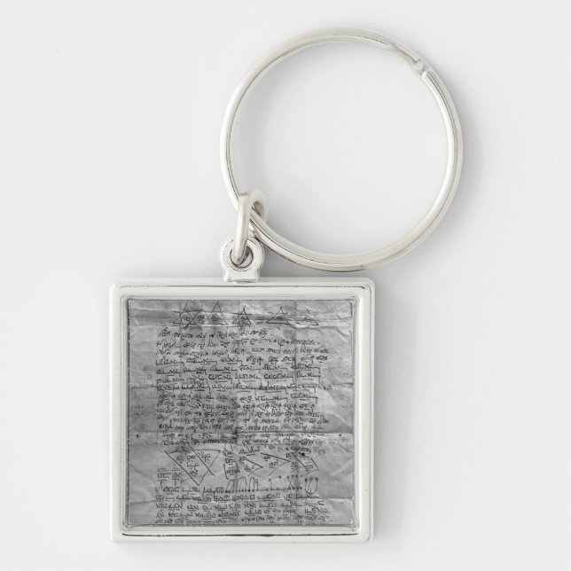 Cabalistic amulett fyrkantig silverfärgad nyckelring (Framsidan)