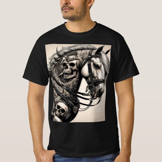 Caballo Metalero Tatuado: Rock y naturaleza T Shirt (Framsida)
