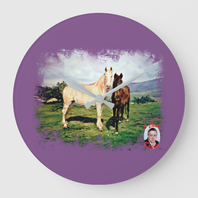 Caballos/Cabalos/Horses Stor Klocka (Framsida)