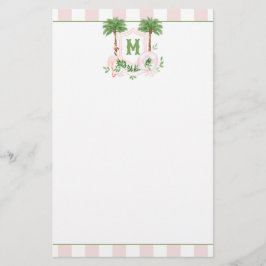 Cabana-ränder Palm Beach Monogram-krön Brevpapper