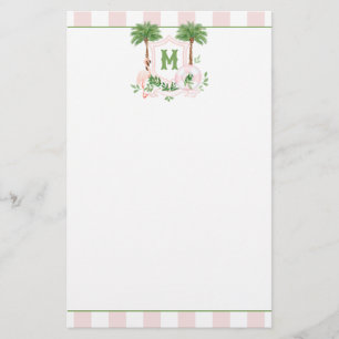 Cabana-ränder Palm Beach Monogram-krön Brevpapper