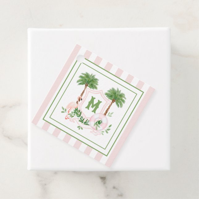 Cabana-ränder Palm Beach Monogram-krön Gåvor Etiketter (På plats)