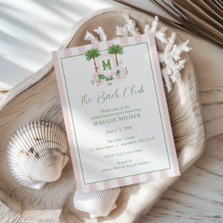Cabana-ränder Palm Beach Monogram-krön Inbjudningar