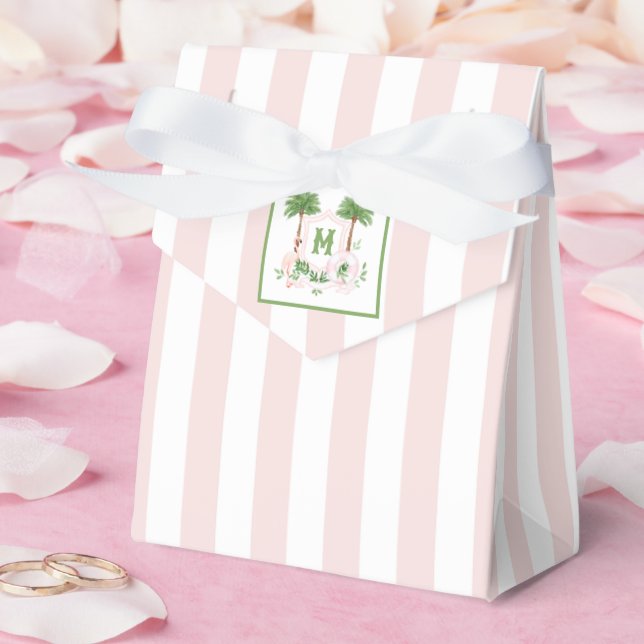 Cabana-ränder Palm Beach Monogram-krön Presentaskar (Bröllop)