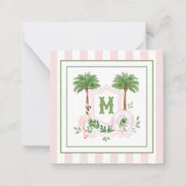 Cabana-ränder Palm Beach Monogram-krönande inhägna Anteckningskort