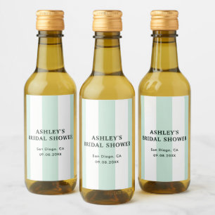Cabana-randig havsgrön bröllopsdusch vinetikett
