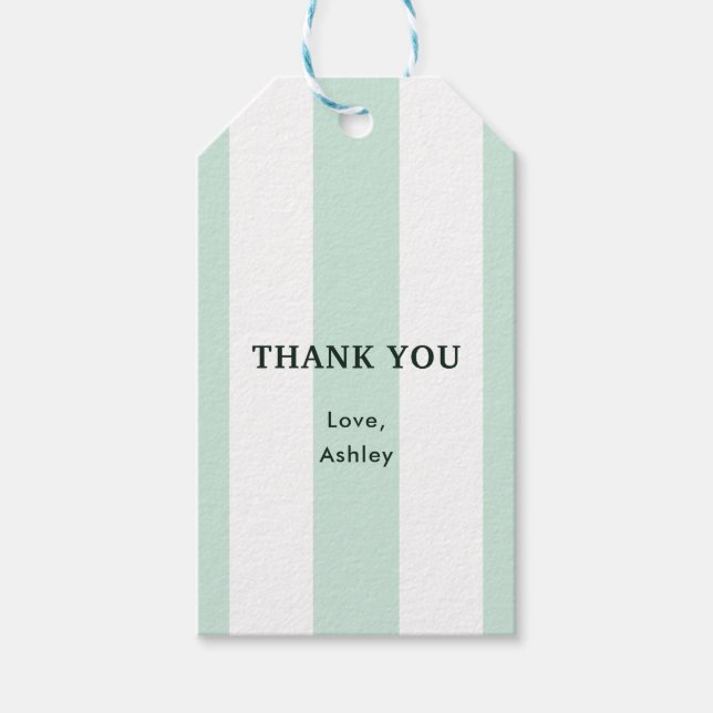 Cabana-randiga havsgröna bröllopsdusch presentetikett (Framsidan)