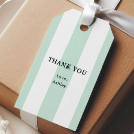 Cabana-randiga havsgröna bröllopsdusch presentetikett