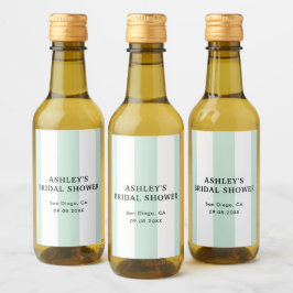 Cabana-randiga havsgröna bröllopsdusch vinetikett