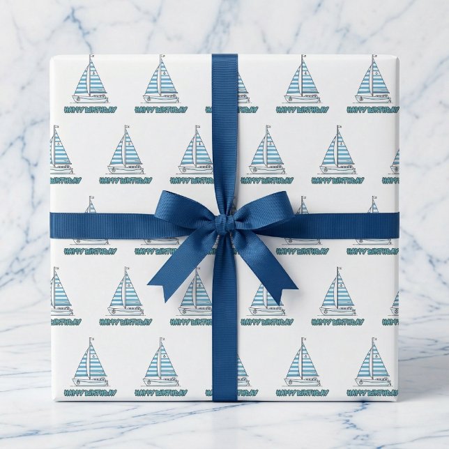 Cabana Sail Glad födelsedag Presentpapper (A tidal wave of happiness, one gift at a time.)