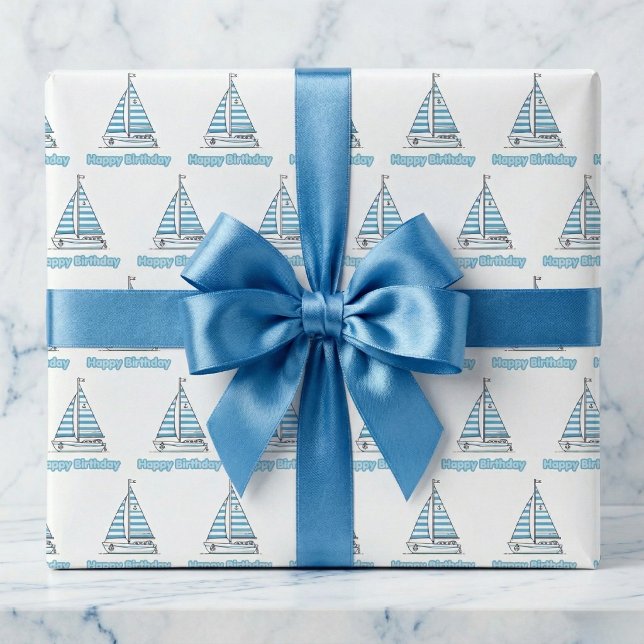 Cabana Segel Glad födelsedag Presentpapper (Set sail for a happy birthday!)