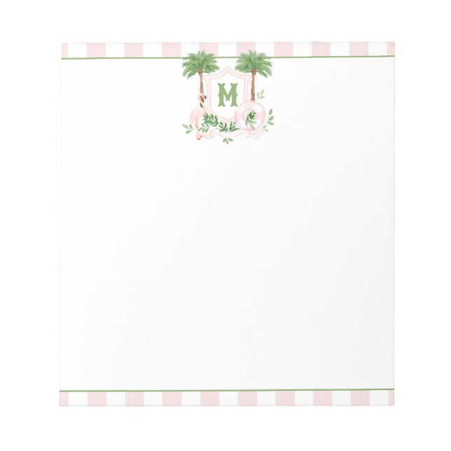 Cabana Stripes Palm Beach Monogram Crest Anteckningsblock (Framsida)