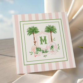 Cabana Stripes Palm Beach Monogram Crest Enclosure Anteckningskort