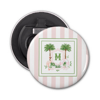 Cabana Stripes Palm Beach Monogram Crest Flasköppnare