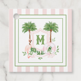 Cabana Stripes Palm Beach Monogram Crest Gåvor Etiketter