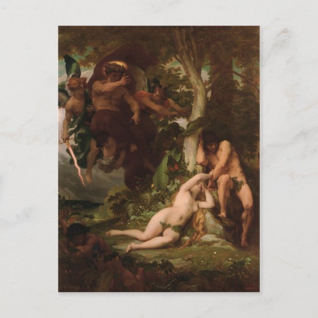 Cabanel The Expulsion of Adam and Kväll från Gar Vykort (Framsida)